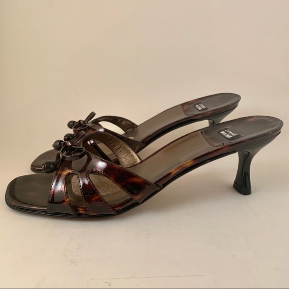 VTG Stuart Weitzman Tortoise Shell Bow Unique Heel - Picture 5 of 7
